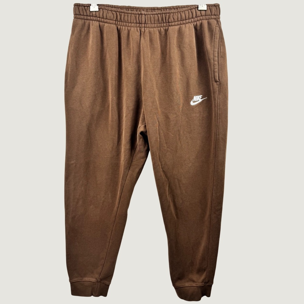 Nike Sportswear Club Fleece Joggers Mens Large Brown Tapered Sweatpants